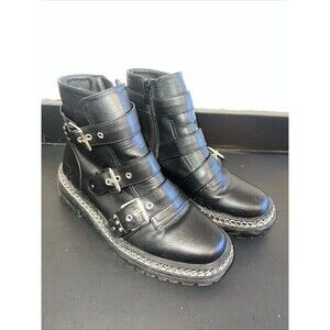 Retro‎ Y2K 90’s Vintage Black Combat boots Grunge Goth Biker Lug Sole Women ‘s 7